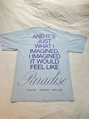 Justin Timberlake Paradise T-shirt, the Wiltern 3/13/24, Size small